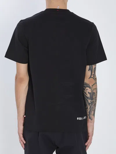 Moncler Midnight Blue Stretch Cotton T-shirt In Black