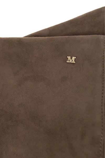 Max Mara Maxmara Afideesuede Long Suede Nappa Gloves In Brown