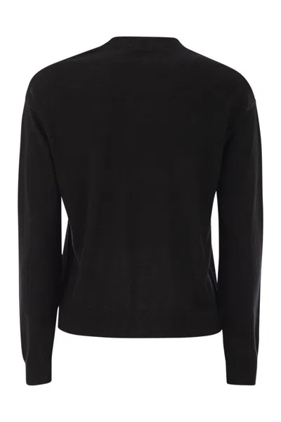 Weekend Max Mara Weekend Maxmara Fiocchi V Neck Jumper In Wool And Cashmere In Black