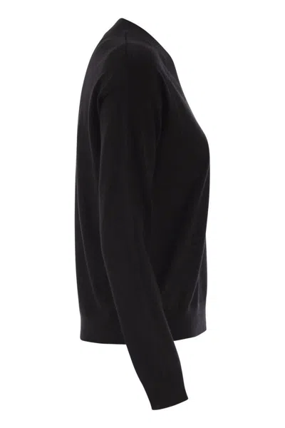 Weekend Max Mara Weekend Maxmara Fiocchi V Neck Jumper In Wool And Cashmere In Black