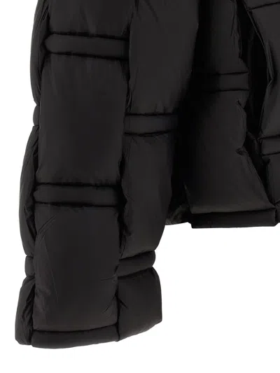 Raxxy Quilted Black Puffer Coat With High Collar In Black