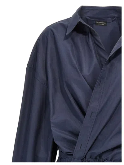 Balenciaga Shirt Mini Dress In Blue