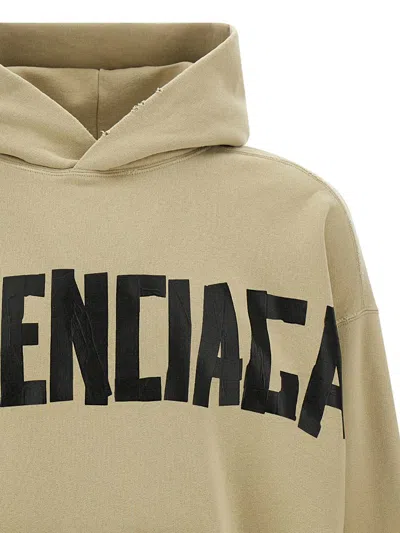 Balenciaga Ripped Pocket Tape Type Sweatshirt Beige In Neutral