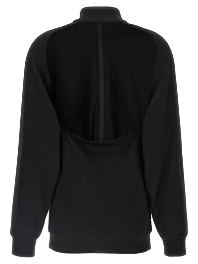 Balenciaga High Collar Ribbed Cuffs Side Pockets Dress In Black