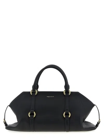 Alexander Mcqueen Borsa A Mano Farringdon Media In Pelle Nera Donna In Black