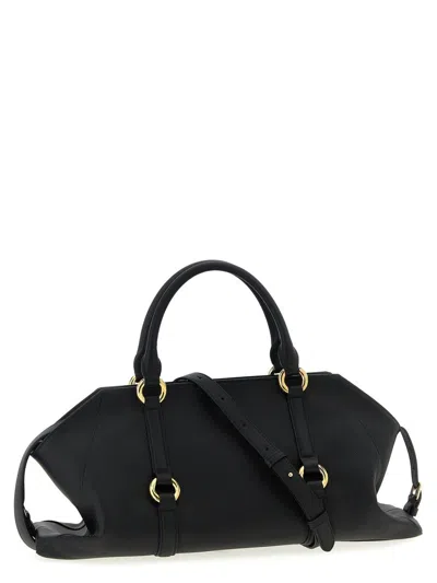 Alexander Mcqueen Borsa A Mano Farringdon Media In Pelle Nera Donna In Black