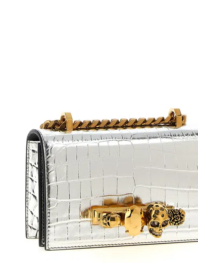 Alexander Mcqueen 'jewelled Satchel' Mini Crossbody Bag In Silver