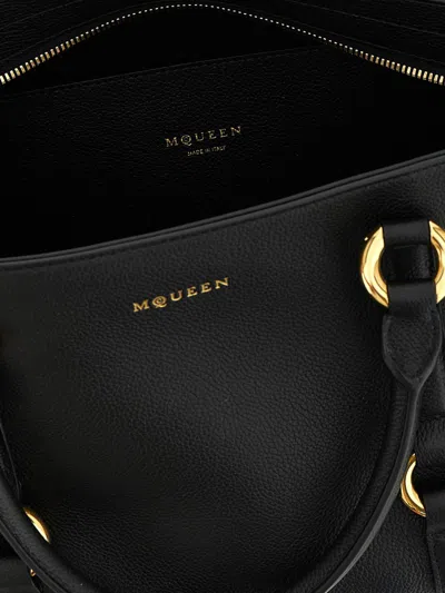 Alexander Mcqueen Borsa A Mano Farringdon Media In Pelle Nera Donna In Black