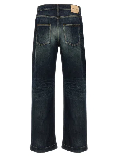 Alexander Mcqueen Wide Leg Faded Jeans In Blue
