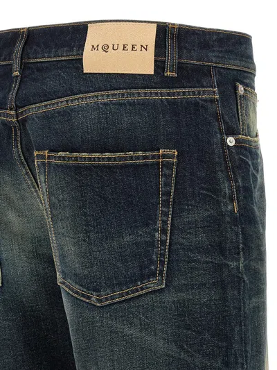 Alexander Mcqueen Wide Leg Faded Jeans In Blue