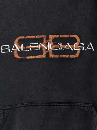Balenciaga Hooded Sweatshirt Featuring Kangaroo Pocket In Black