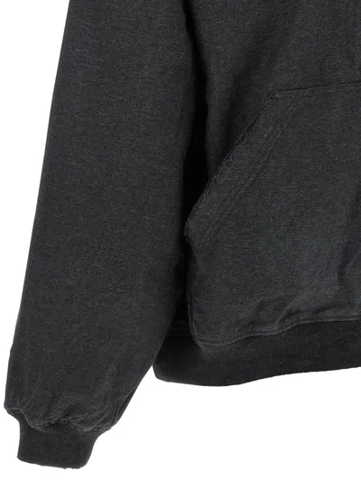 Balenciaga Men Grey Sweatshirt With Fixed Hood And Logo Detail On The Front In Cotton Man In Gray