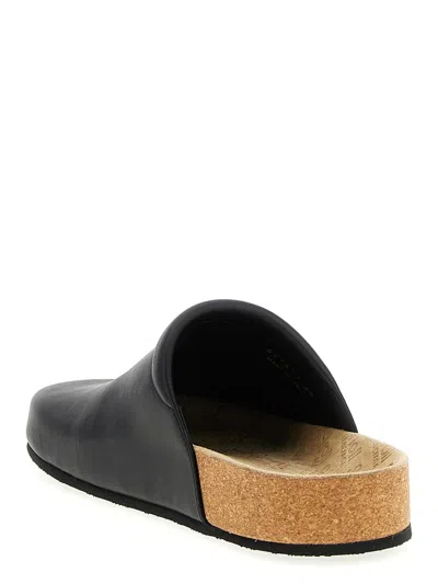 Balenciaga Men Leather Mules With Cork Insole In Black