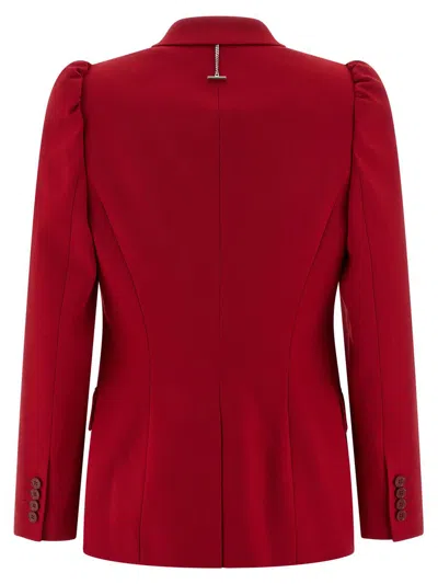 Alexander Mcqueen Mcqueen One-button Wool Grain De Poudre Jacket In Red