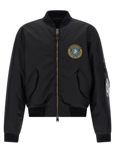 Balenciaga Black Nylon Uniform Merch Large Fit Bomber In Black
