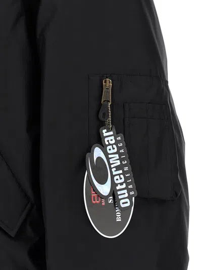 Balenciaga Black Nylon Uniform Merch Large Fit Bomber In Black