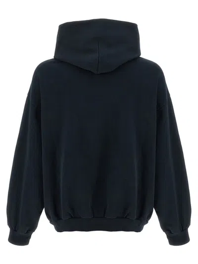 Balenciaga Black Hoodie With Fixed Hood And Logo Lettering On The Front In Cotton Man In Blue