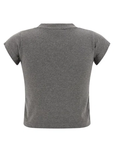 Balenciaga Women Shrunk T-shirt In Gray