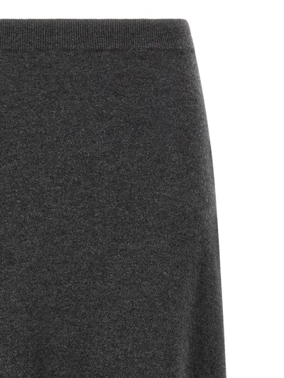 Balenciaga Long Grey Wool Skirt In Gray