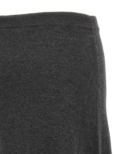 Balenciaga Long Grey Wool Skirt In Gray