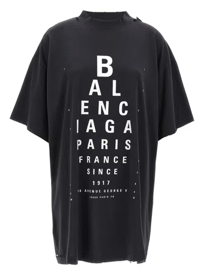 Balenciaga High Neck Black Tee With Contrasting Text In Black