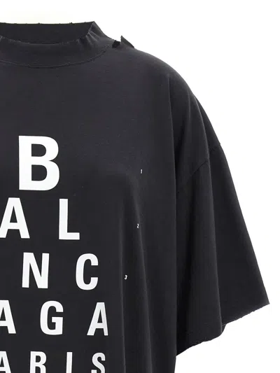 Balenciaga High Neck Black Tee With Contrasting Text In Black