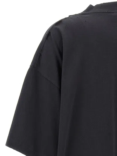 Balenciaga High Neck Black Tee With Contrasting Text In Black
