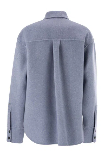 Sportmax Palpiti Oversized Shirt In Pure Wool In Blue