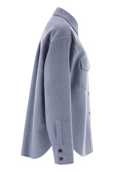 Sportmax Palpiti Oversized Shirt In Pure Wool In Blue