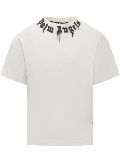 Palm Angels Curved Logo T-shirt In White