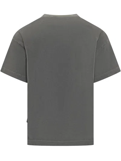 Palm Angels Neck Logo Regular T-shirt In Gray