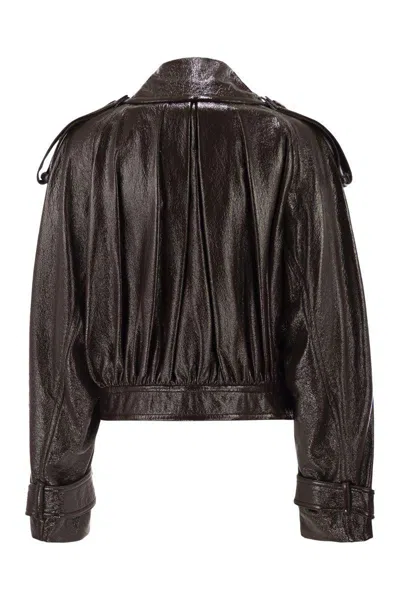 Sportmax Premium Jacket Raised Collar In Brown