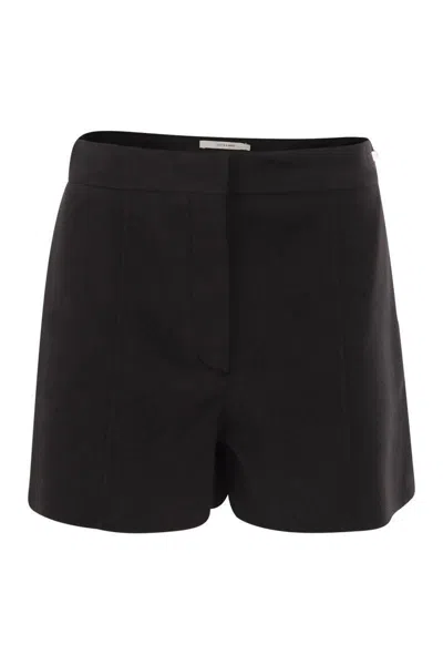 Sportmax Double Pleated Tailored Shorts In Luxurious Wool In Black