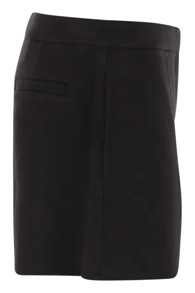 Sportmax Double Pleated Tailored Shorts In Luxurious Wool In Black