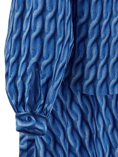 Balenciaga Patterned Draped Midi Dress In Blue