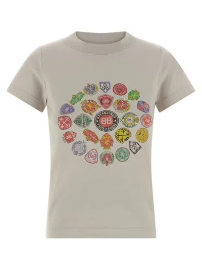 Balenciaga Graphic Logo Crew Neck Short Sleeve T-shirt In Gray