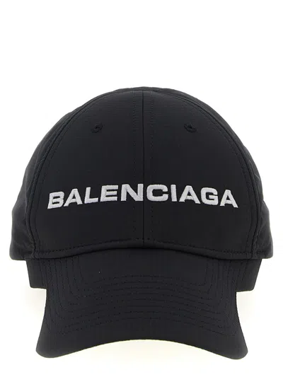 Balenciaga Embroidered Logo Baseball Cap In Black