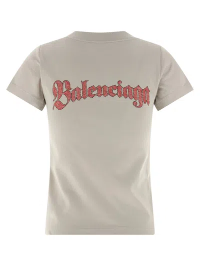 Balenciaga Graphic Logo Crew Neck Short Sleeve T-shirt In Gray