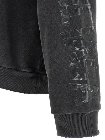 Balenciaga Men Transparent Tape Hoodie With Torn Pocket In Gray