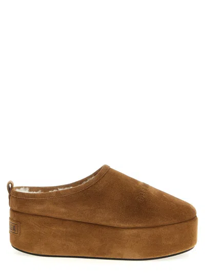 Balenciaga Women Alaska Soft Suede Mule With Plateau In Brown