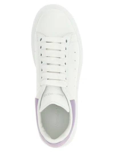 Alexander Mcqueen White Leather Sneakers With Lilac Leather Heel In White
