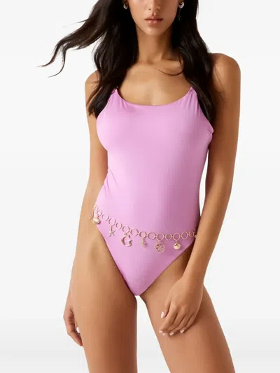 Guess Usa Charm-chain Swimsuit In Pink
