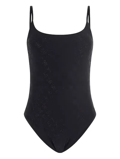 Guess Usa Embellished Scoop-neck Swimsuit In Black