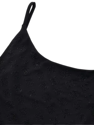 Guess Usa Embellished Scoop-neck Swimsuit In Black