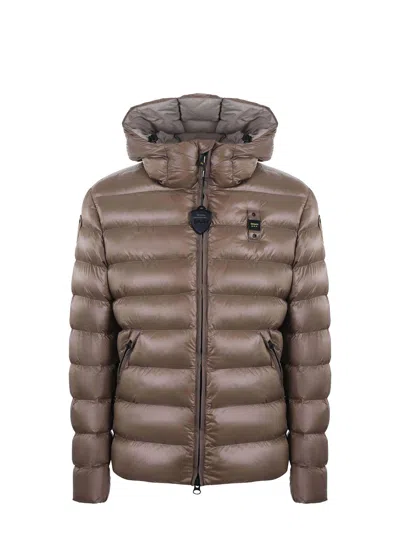 Blauer Quilted Ripstop Nylon Jacket In Brown