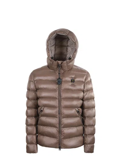 Blauer Quilted Ripstop Nylon Jacket In Brown