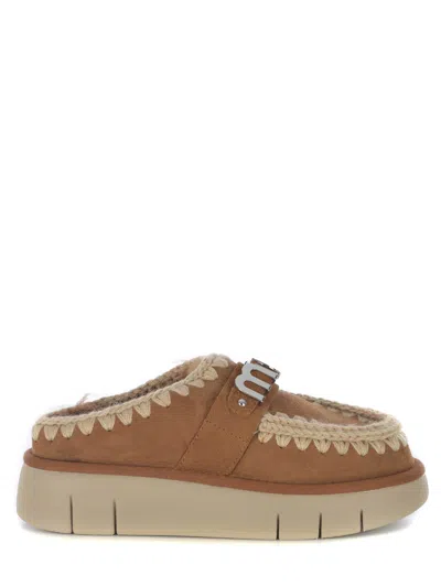 Mou Bounce Sheepskin Clog Cognac Color In Brown