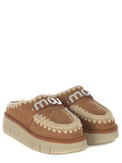 Mou Bounce Sheepskin Clog Cognac Color In Brown