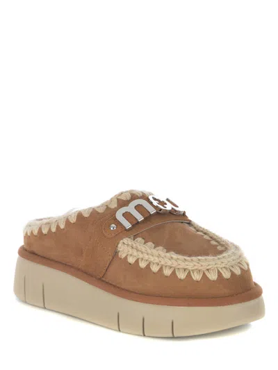 Mou Bounce Sheepskin Clog Cognac Color In Brown