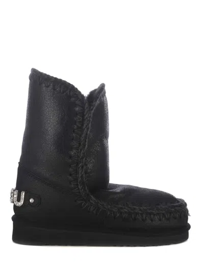 Mou Ankle Boots With Plush Sheep Leather Lining In Black